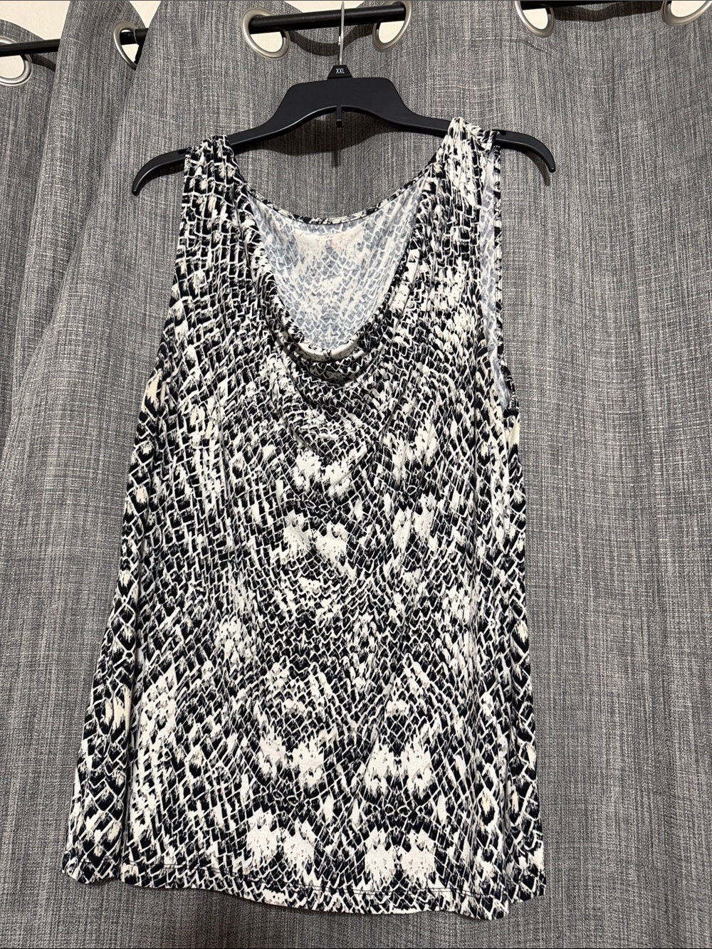 212 Collection Black and White Snake-Print Tank Top